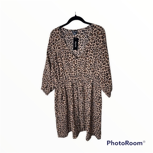 NWT CITY CHIC Cheetah Tunic Elastic Waist Mini Dress Long Sleeve Size 12 - Picture 8 of 8